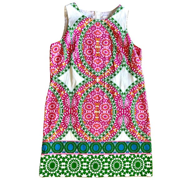 London Times Pink and Green Patterned Dress - Picture 1 of 7